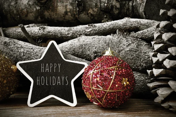 Star-shaped chalkboard with the text happy holidays — Stock Photo, Image