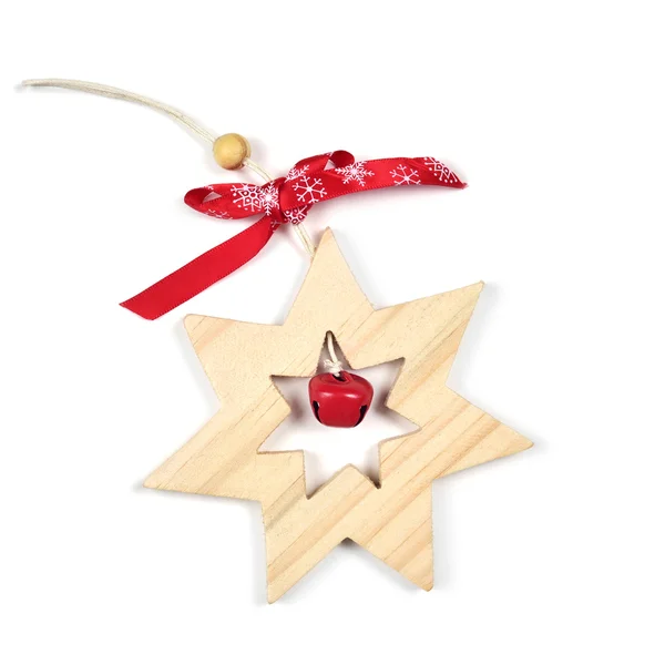 白い背景の上の木製のクリスマス星 — ストック写真