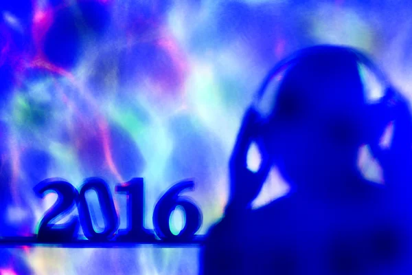 Disc jockey man and number 2016, as the new year — Stock Photo, Image