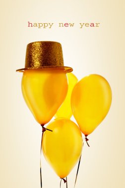 Altın balonlar ve metin mutlu yeni yıl