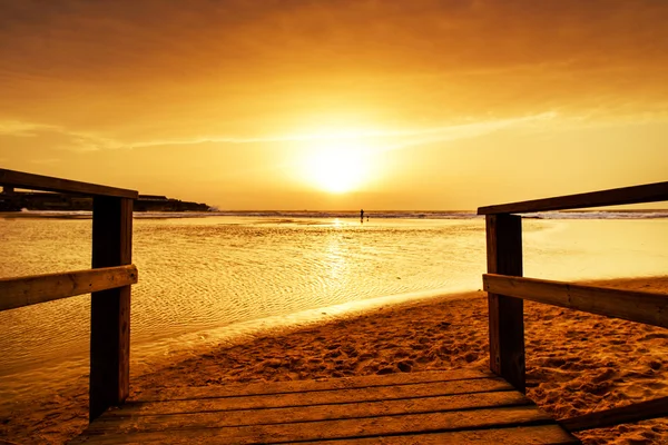 Pôr do sol em Lances Beach em Tarifa, Espanha — Fotografia de Stock