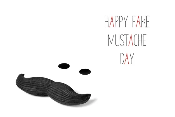 Mustache and text happy fake mustache day — Stock Photo, Image