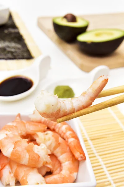 Hozzávalókat, hogy készítsen sushi — Stock Fotó