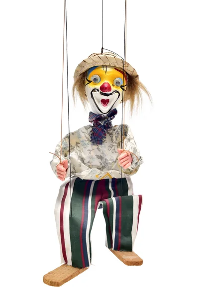 Velha marionete em um fundo branco — Fotografia de Stock
