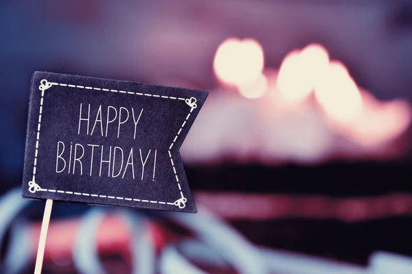 블랙 플래그 텍스트 행복 한 생일 — 스톡 사진