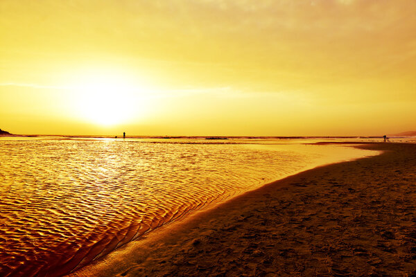 sunset at Lances Beach in Tarifa, Spain