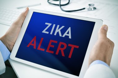 Doktor metin zika uyarısı ile bir tablet ile
