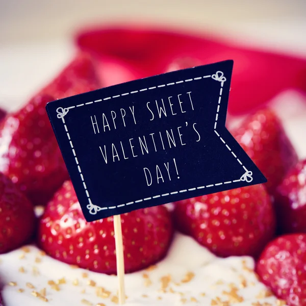 Cake with the text happy sweet valentines day — Stock Photo, Image