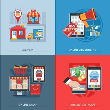 Düz tasarım konsepti Online alışveriş