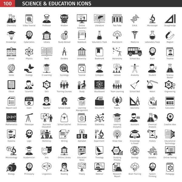 Conjunto de ícones de educação negra —  Vetores de Stock