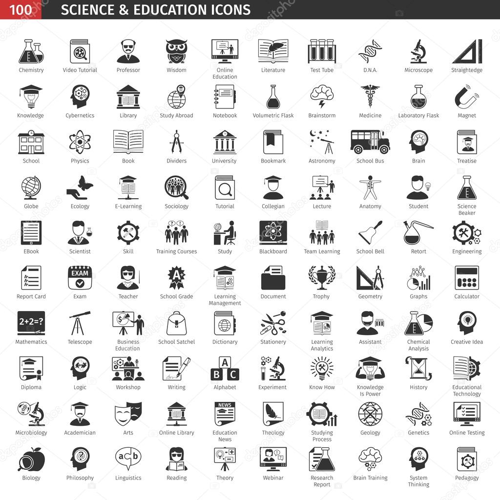 Black Education Icons Set