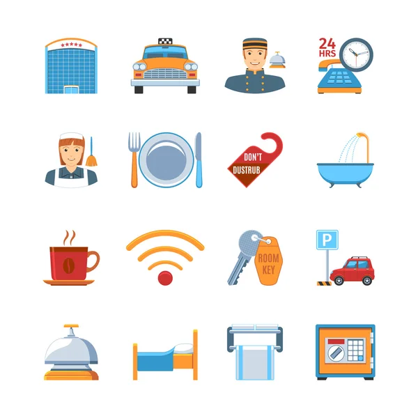 Hotel Service Flat Design Icons — Stock Vector