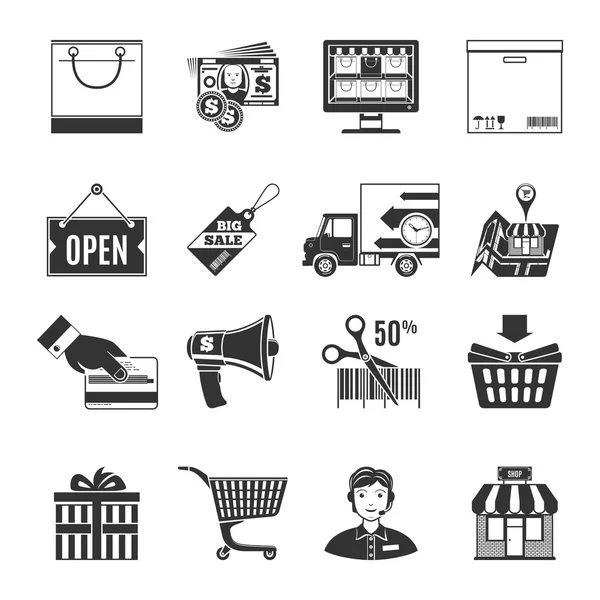 Alışveriş siyah Icons Set — Stok Vektör