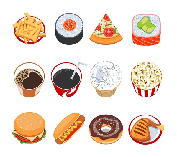 Set icone fast food — Vettoriale Stock