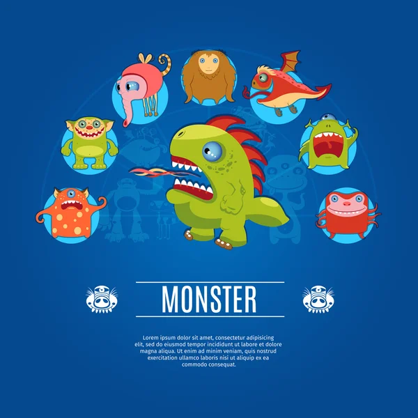 Monster Concept Icons — Stock Vector