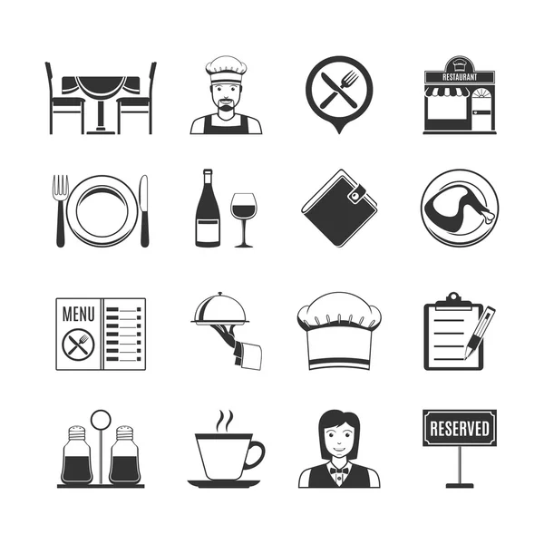 Restaurante Black Iconos — Vector de stock