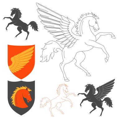 Pegasus And Horse Illustration clipart