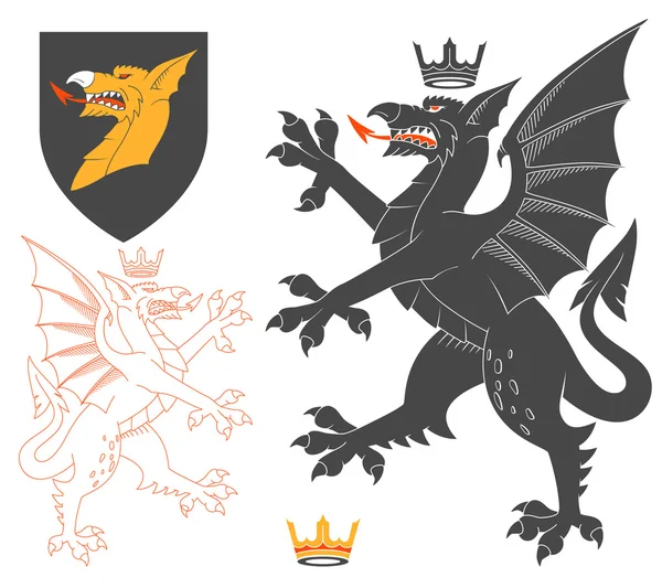 Illustration dragon noir — Image vectorielle