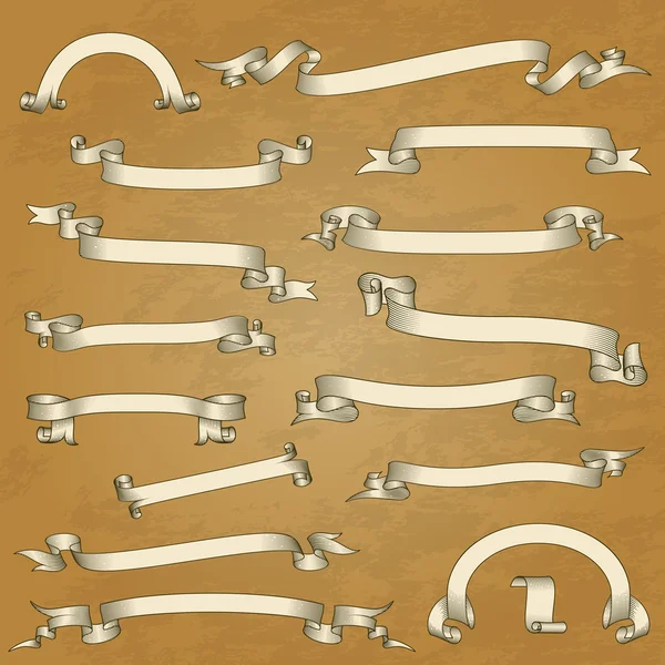Винтажные вихревые ленты Set2 — стоковый вектор