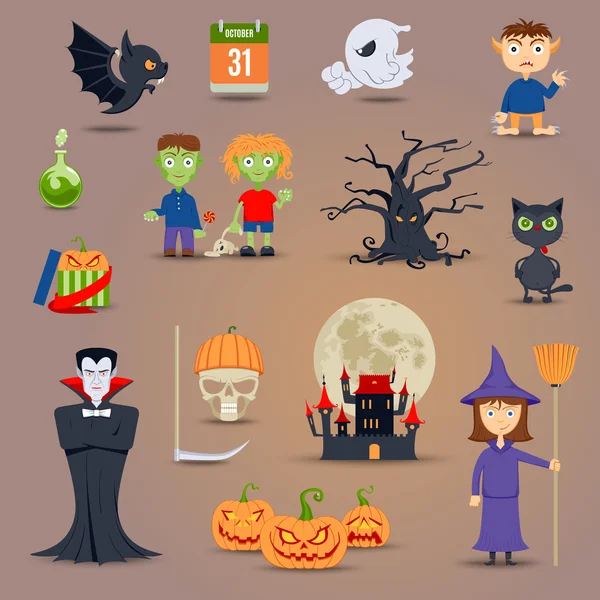 Elementos e iconos de Halloween — Vector de stock