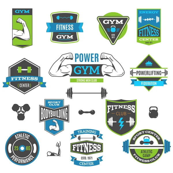 Etiquetas Fitness y Deporte — Vector de stock