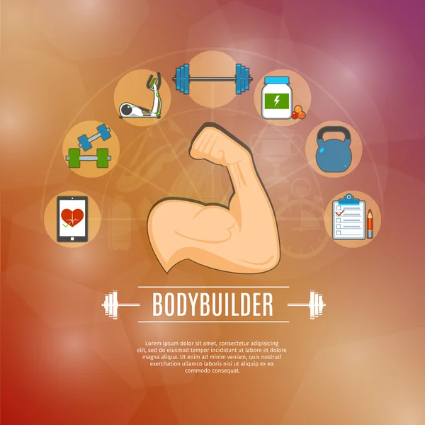 Bodybuilding έννοια εικόνες Set — Διανυσματικό Αρχείο