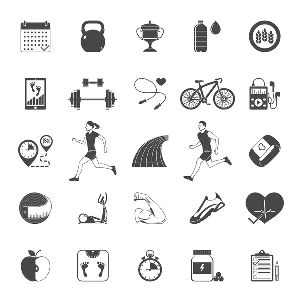 Conjunto de iconos negros Fitness — Archivo Imágenes Vectoriales