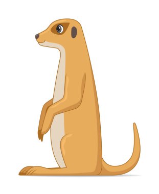 Beyaz arka planda oturan mirket hayvanı. Çizgi film biçimi vektör illüstrasyonu