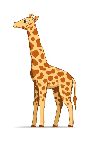 Animale Giraffa Piedi Uno Sfondo Bianco Illustrazione Vettoriale Stile Cartone — Vettoriale Stock