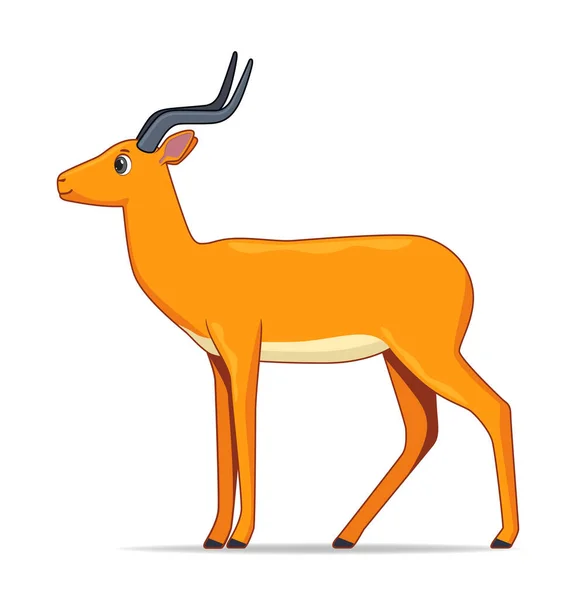 Impala Antilope Tier Steht Auf Einem Weißen Hintergrund Vektorillustration Cartoon — Stockvektor