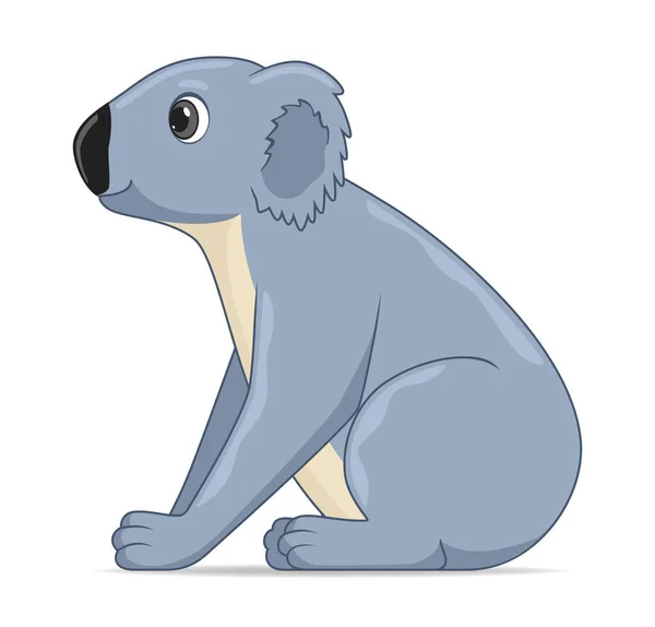 Koala Dier Zit Een Witte Achtergrond Cartoon Stijl Vector Illustratie — Stockvector