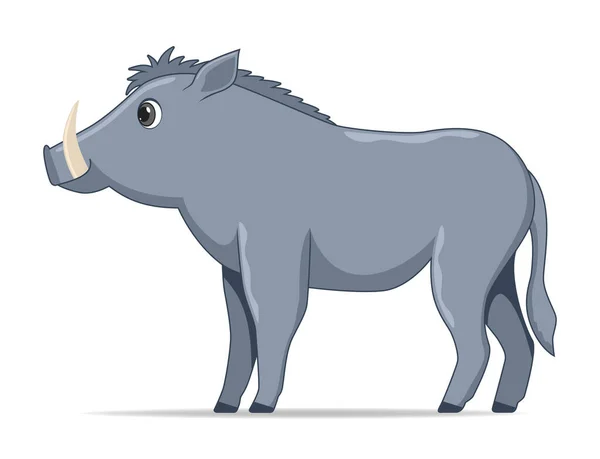 Warthog Animal Debout Sur Fond Blanc Illustration Vectorielle Style Dessin — Image vectorielle