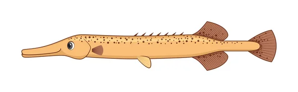 Trumpetfish Peixe Fundo Branco Desenhos Animados Estilo Ilustração Vetorial — Vetor de Stock