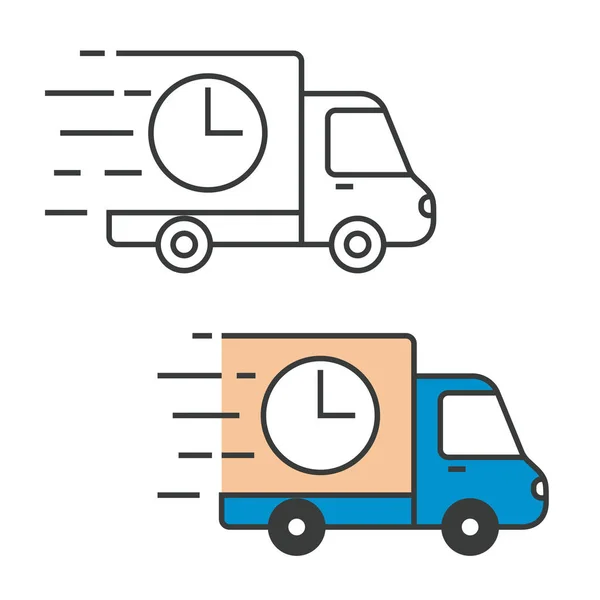 Delivery Truck Line Icon Set Vector Illustration — Stock Vector