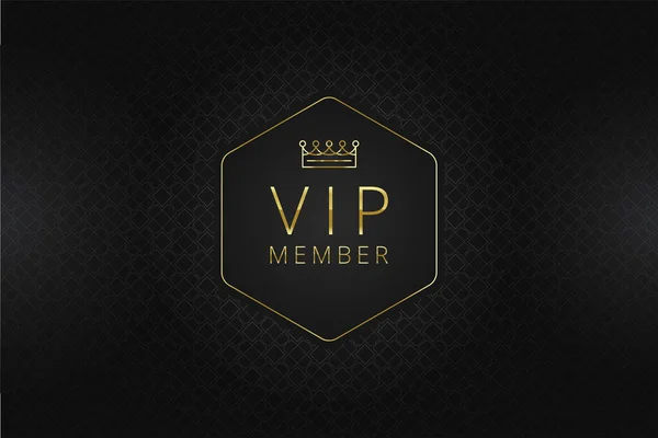 Vip Banner Ontwerp Template Hexahedral Badge Met Gouden Frame Kroon — Stockvector