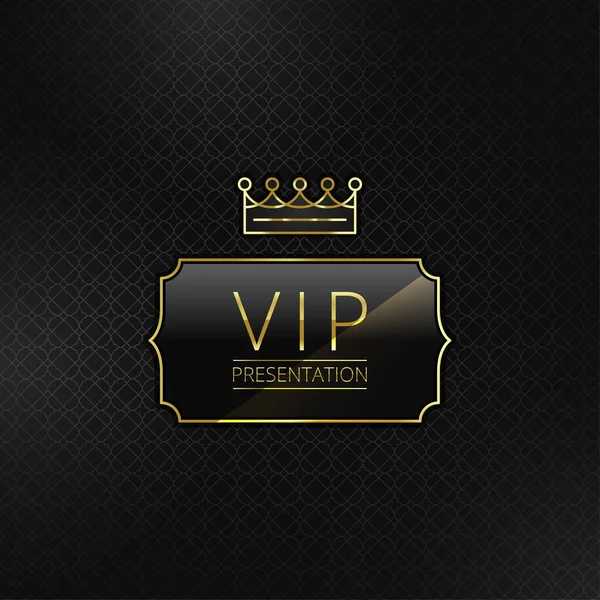 Vip Présentation Carte Invitation Premium Insigne Avec Cadre Doré Couronne — Image vectorielle