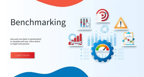 Benchmarking Banner Pro Zlepšení Porovnejte Kvalitu Ostatními Společnostmi Webové Vektorové — Stockový vektor