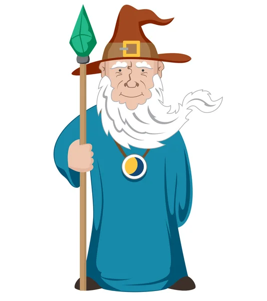 Wizard met stok — Stockvector