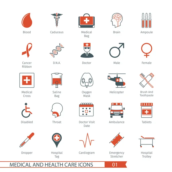 Tıbbi Icons Set 01 — Stok Vektör