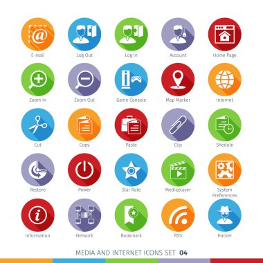 04 düz Sosyal Medya Icons Set