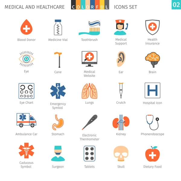 Conjunto de iconos coloridos médicos 02 — Vector de stock