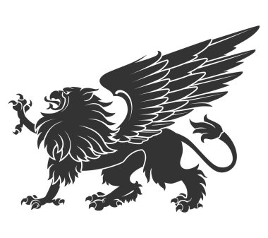 Black Heraldic Griffin01 clipart