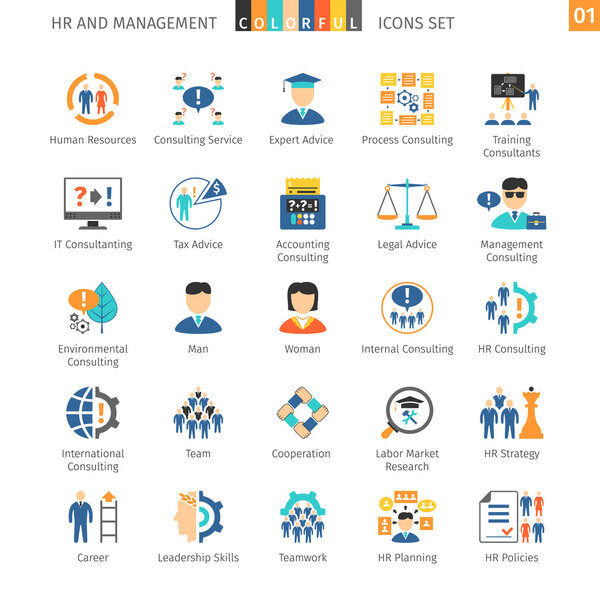 Recursos humanos Set plano 01 — Vector de stock