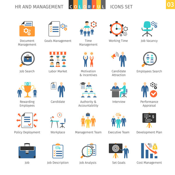 Recursos humanos Set plano 03 — Vector de stock