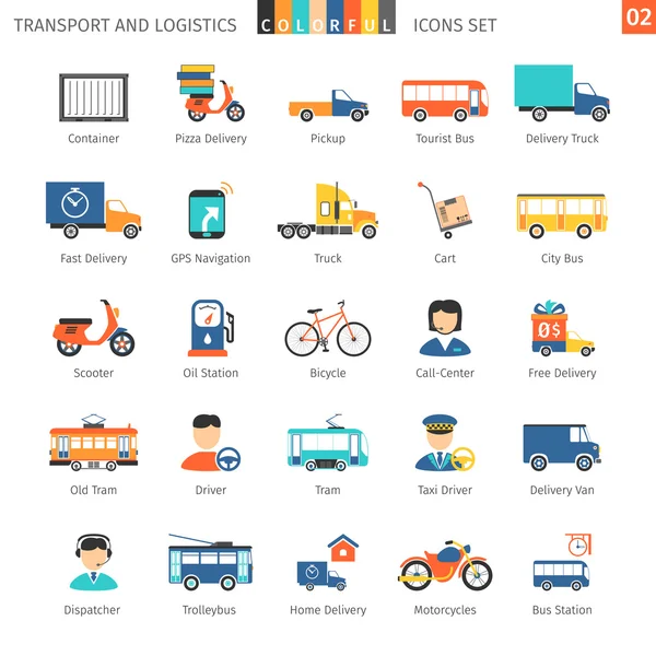 Transporte colorido conjunto 02 — Vector de stock