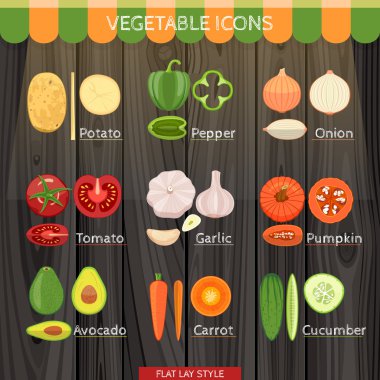 Renkli sebze Icon Set