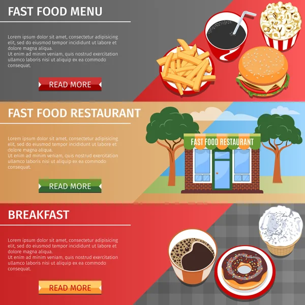 Renkli Fast Food afiş kümesi — Stok Vektör