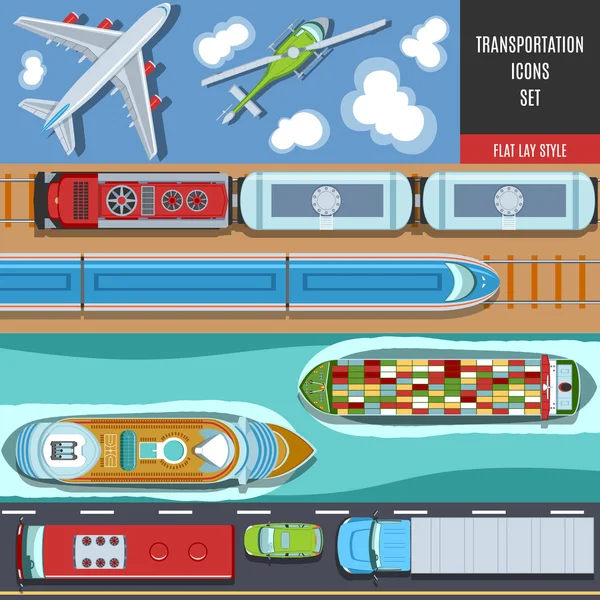 Transporte Conjunto de ícones coloridos —  Vetores de Stock