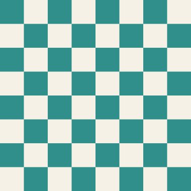 Kusursuz Checkerboard Deseni Geometrik Satranç Tahtası Arkaplan Dokusu Teal ve Krem