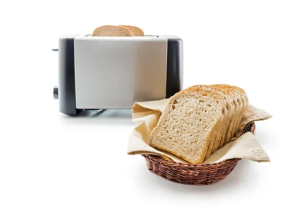 Toast brood en broodrooster — Stockfoto